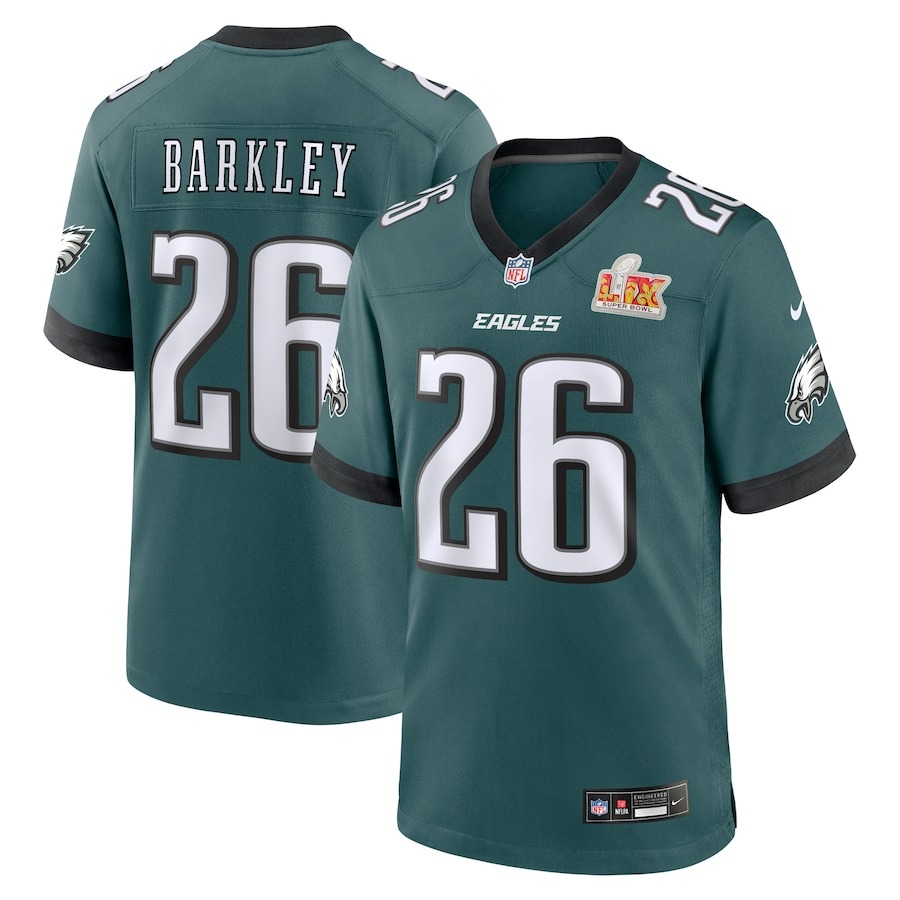 Men's Philadelphia Eagles Saquon Barkley Nike Midnight Green Super Bowl LIX Game Player Jersey - Puhuasuan