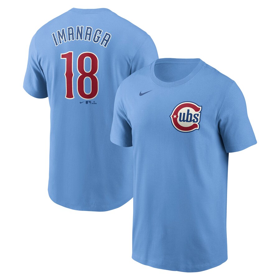 Men's Chicago Cubs Sh��ta Imanaga Nike Baby Blue Fuse Name & Number T-Shirt - Puhuasuan