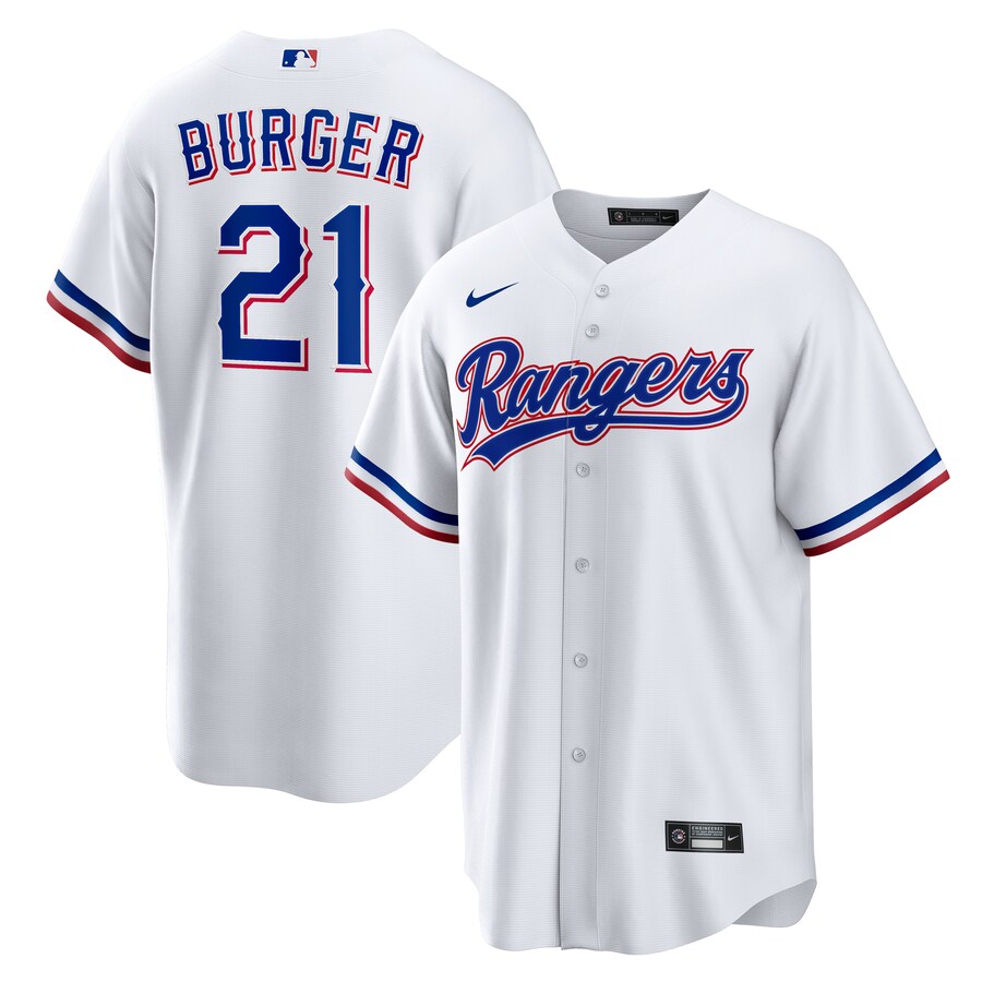 Men's Texas Rangers Jake Burger Nike White Home Replica Jersey - Puhuasuan