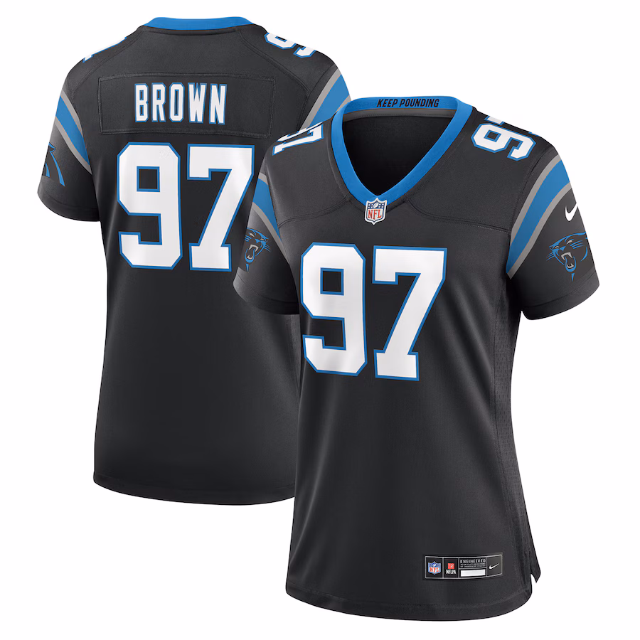 Women's Carolina Panthers Bobby Brown Nike Black Team Game Jersey - Puhuasuan