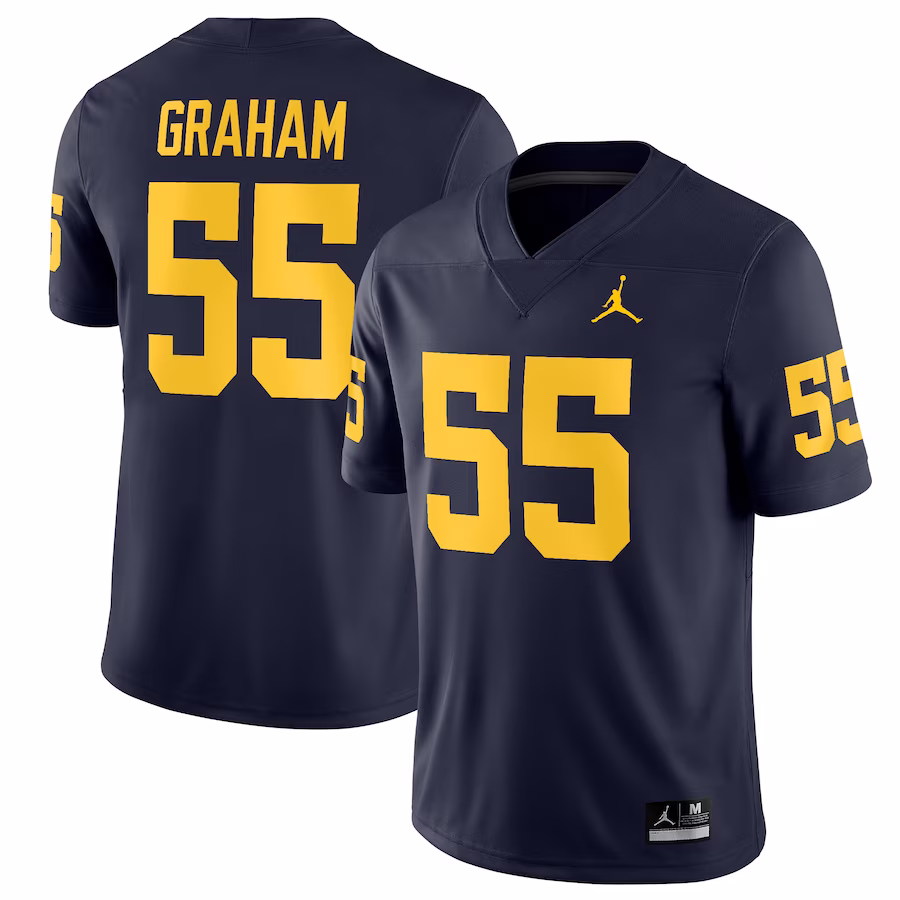 Brandon Graham Michigan Wolverines Jordan Brand Game Jersey - Navy - Puhuasuan