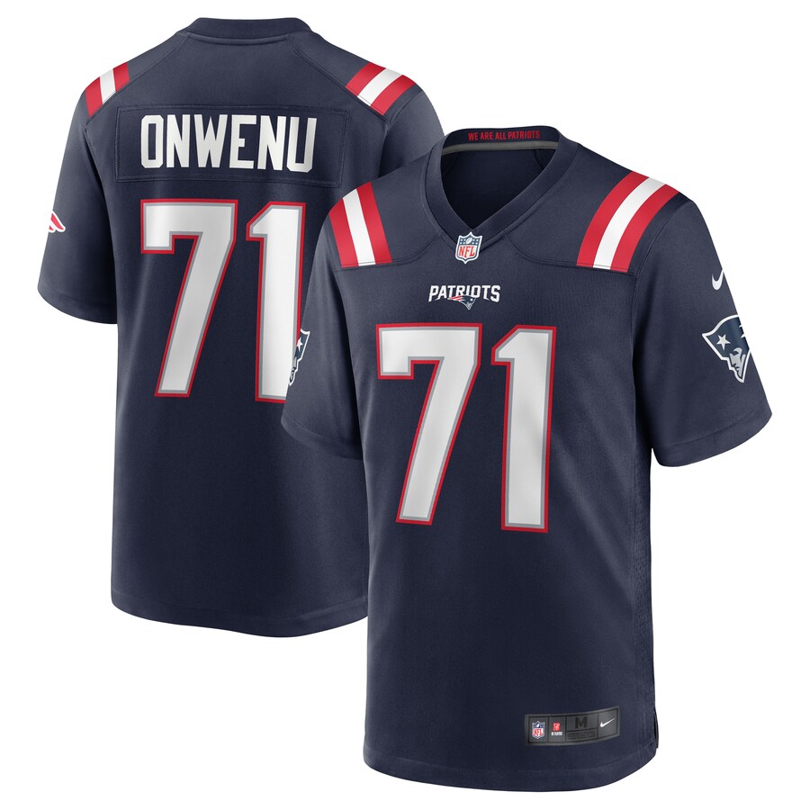 Men's New England Patriots Mike Onwenu Nike Navy Team Game Jersey - Puhuasuan