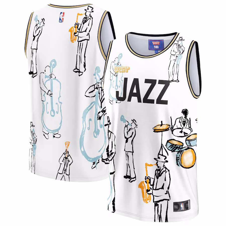 Unisex Utah Jazz NBA & KidSuper Studios by Fanatics White Hometown Jersey - Puhuasuan