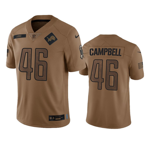 Men's Detroit Lions #46 Jack Campbell 2023 Brown Salute To Service Limited Football Stitched Jersey - Puhuasuan
