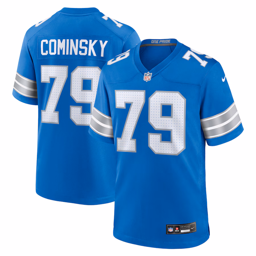 Men's Detroit Lions John Cominsky Nike Blue Team Game Jersey - Puhuasuan