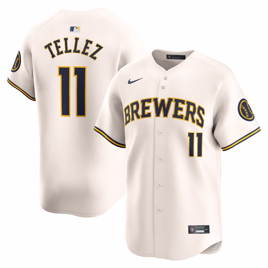 Men's Milwaukee Brewers Rowdy Tellez Nike Cream Home Limited Player Jersey - Puhuasuan