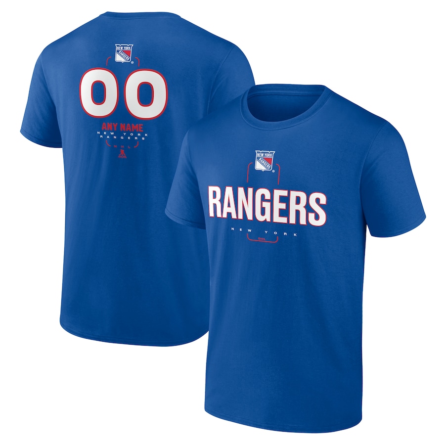 Men's New York Rangers Blue Personalized Name & Number Midfielder T-Shirt - Puhuasuan