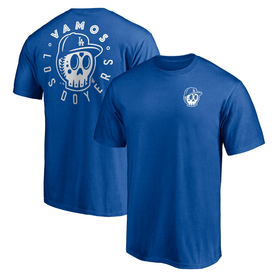 Men's Los Angeles Dodgers Royal Hometown Collection Sugar Skull Los Doyers T-Shirt - Puhuasuan