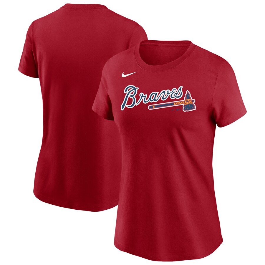 Women's Atlanta Braves Nike Red Wordmark T-Shirt - Puhuasuan