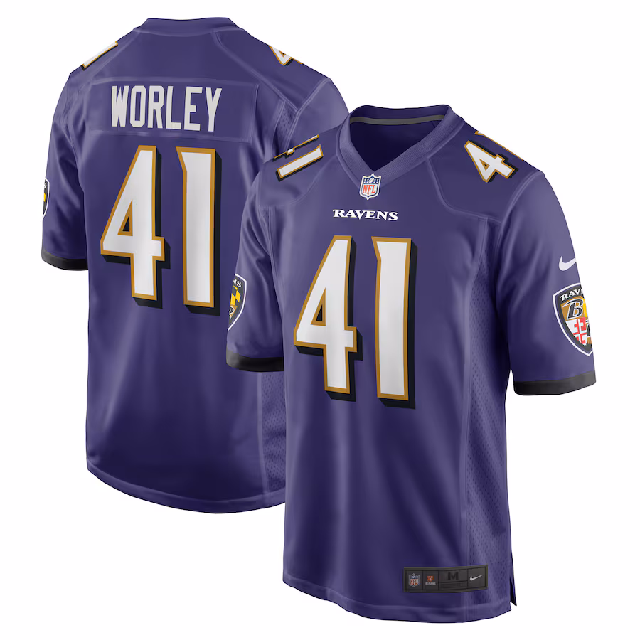 Men's Baltimore Ravens Daryl Worley Nike Purple Game Player Jersey - Puhuasuan