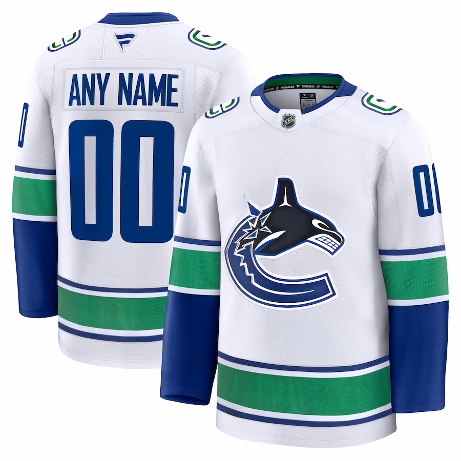 Men's Vancouver Canucks Fanatics White Away Premium Custom Jersey - Puhuasuan
