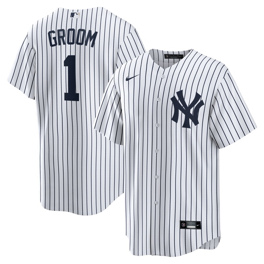 Men's New York Yankees Nike White #1 Groom Home Replica Jersey - Puhuasuan
