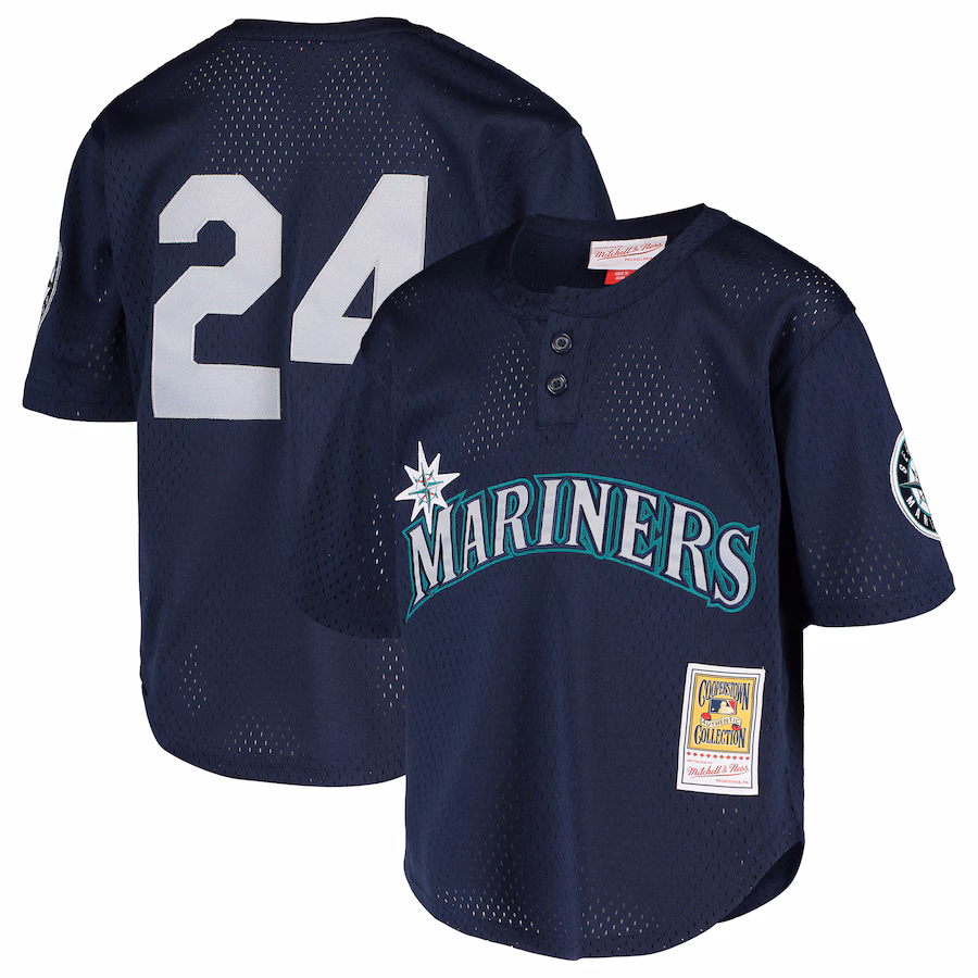 Youth Seattle Mariners Ken Griffey Jr. Mitchell & Ness Navy Cooperstown Collection Mesh Batting Practice Jersey - Puhuasuan