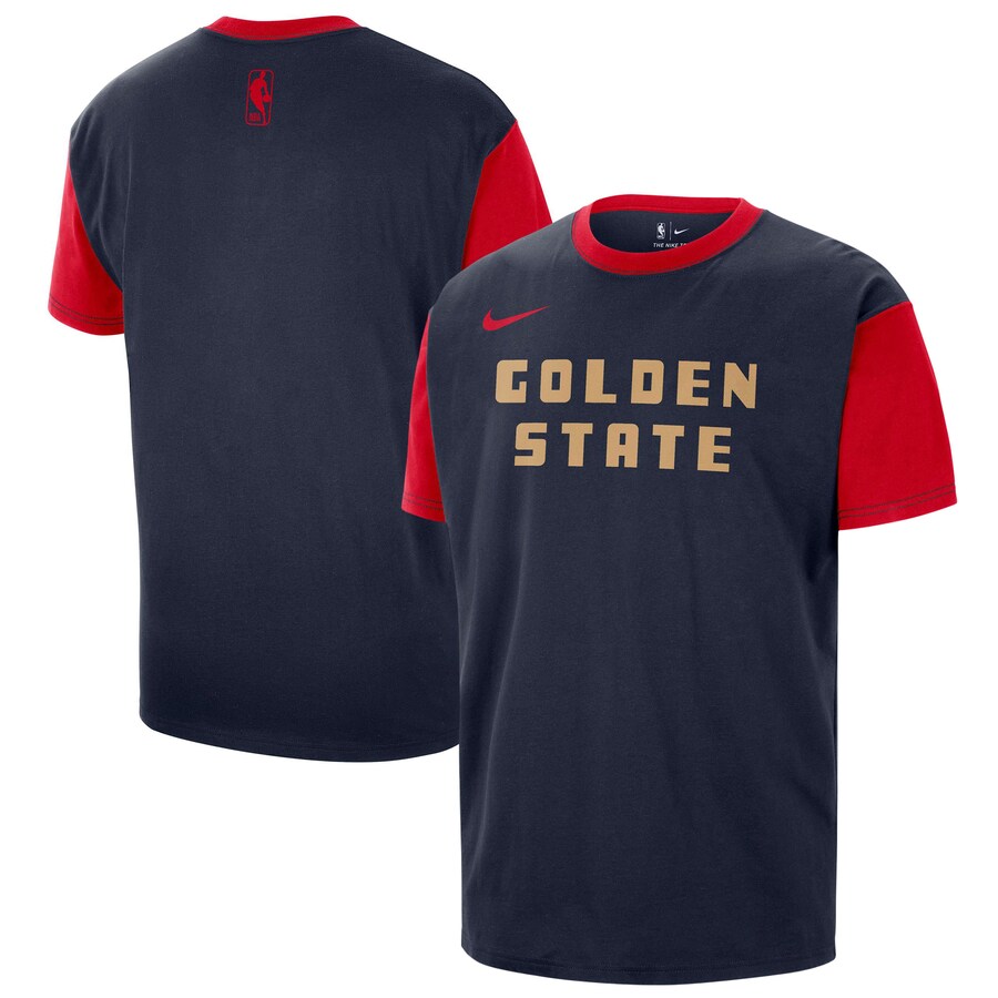 Men's Golden State Warriors Nike Navy 2024/25 City Edition Courtside Color Block T-Shirt - Puhuasuan