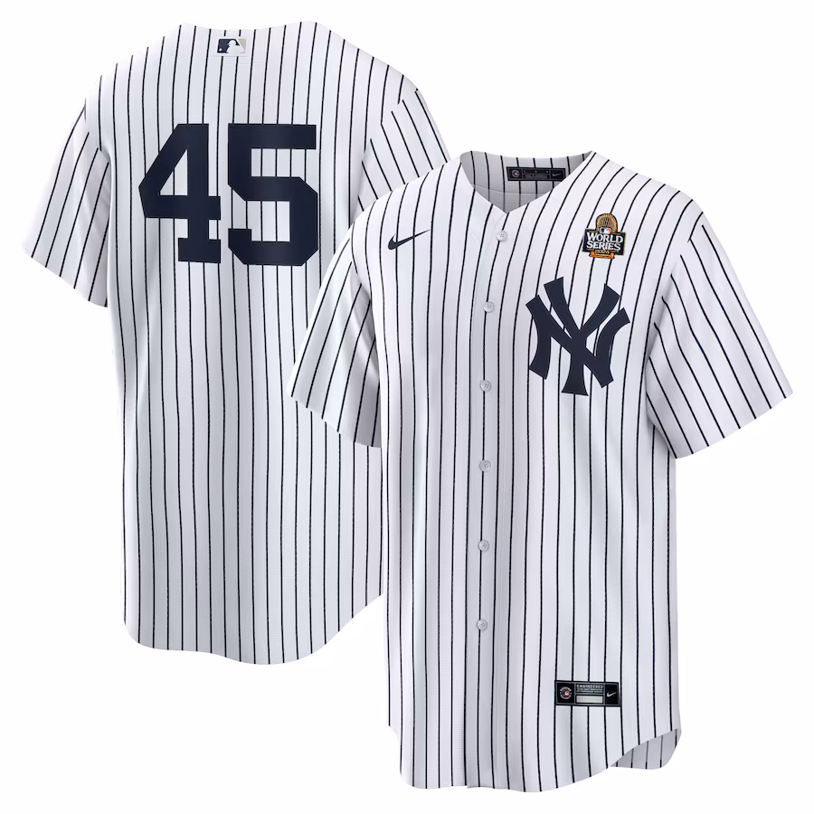 Men's New York Yankees Gerrit Cole Nike White 2024 World Series Home Replica Player Jersey - Puhuasuan