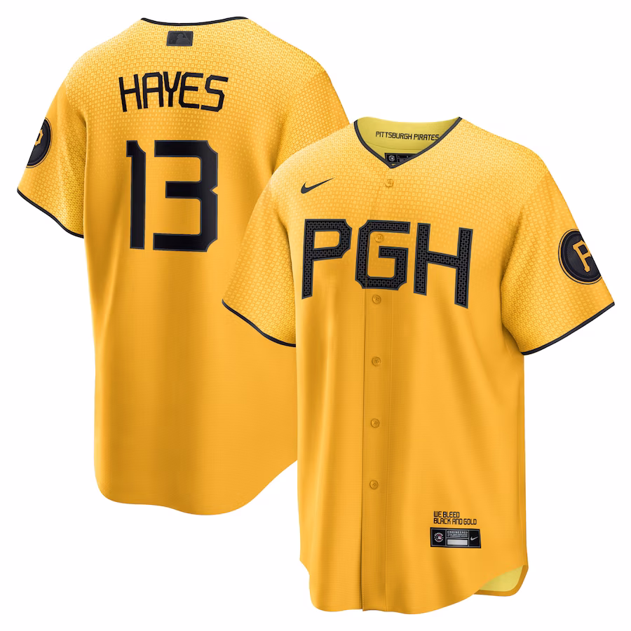 Men's Pittsburgh Pirates Ke'Bryan Hayes Nike Gold City Connect Replica Player Jersey - Puhuasuan