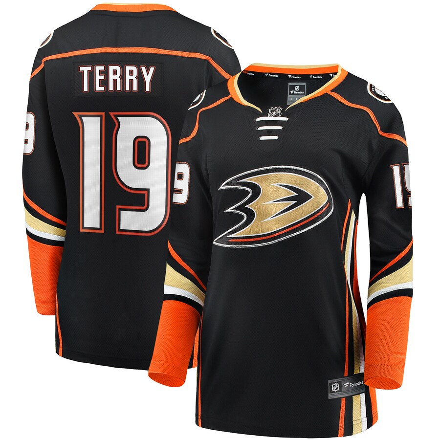 Women's Anaheim Ducks Troy Terry Fanatics Branded Black Home Team Breakaway Player Jersey - Puhuasuan