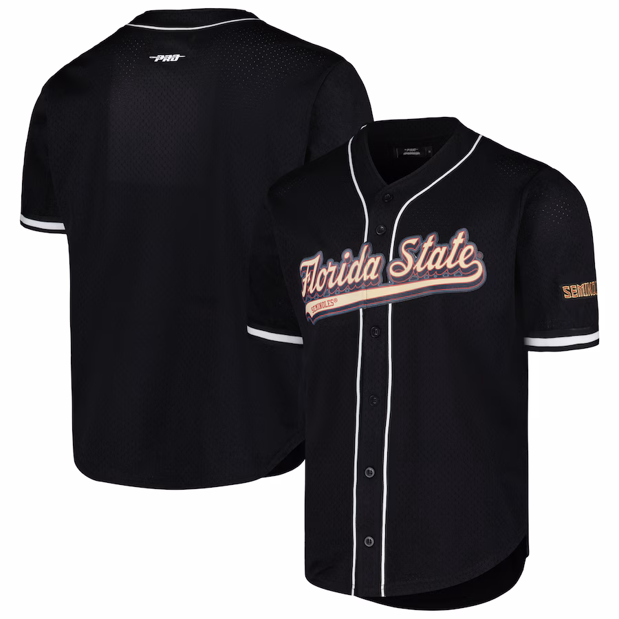 Florida State Seminoles Pro Standard Mesh Full-Button Replica Baseball Jersey - Black - Puhuasuan