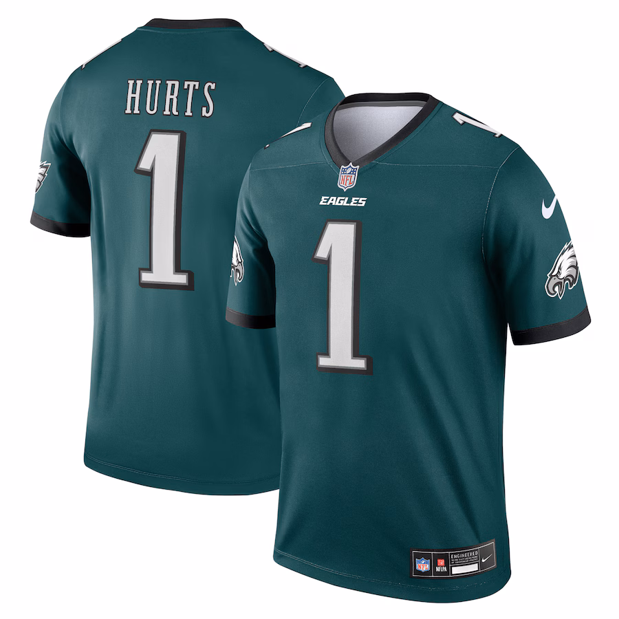 Men's Philadelphia Eagles Jalen Hurts Nike Green Team Legend Player Performance Top - Puhuasuan