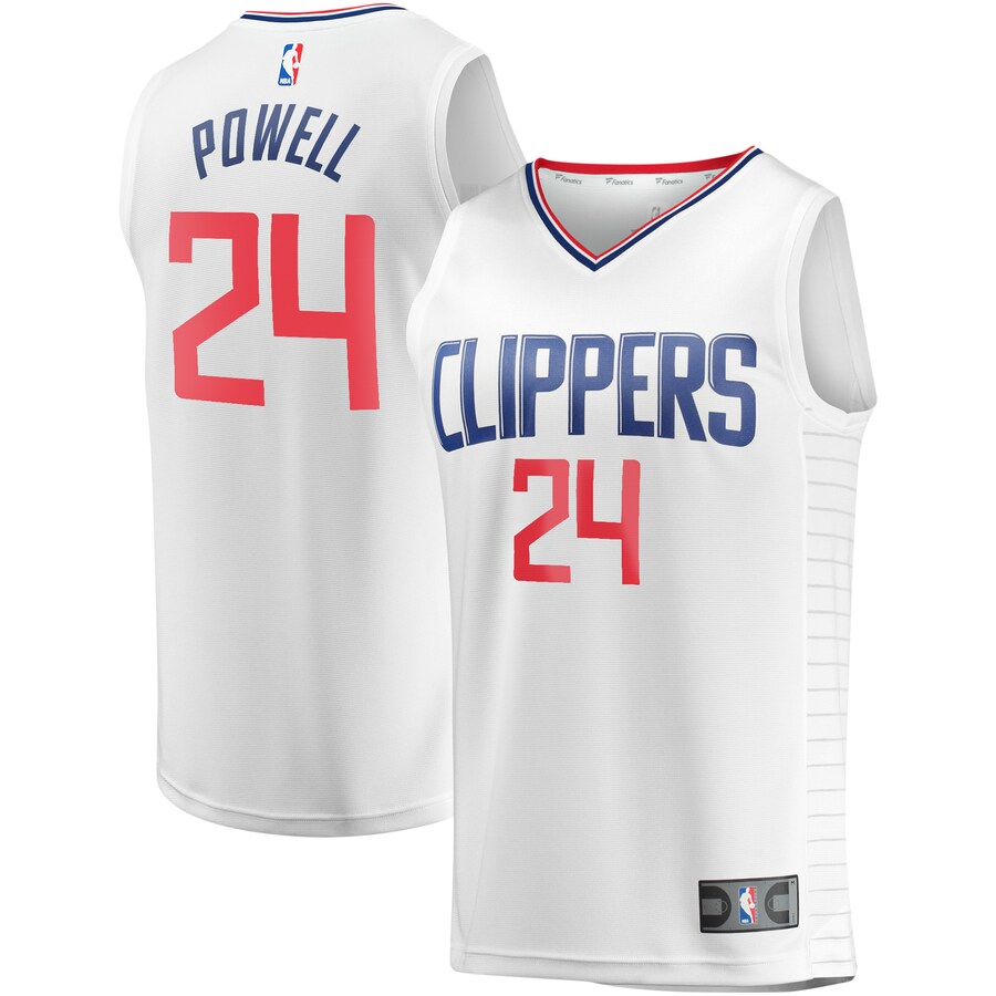 Youth LA Clippers Norman Powell Fanatics White Fast Break Player Jersey - Association Edition - Puhuasuan