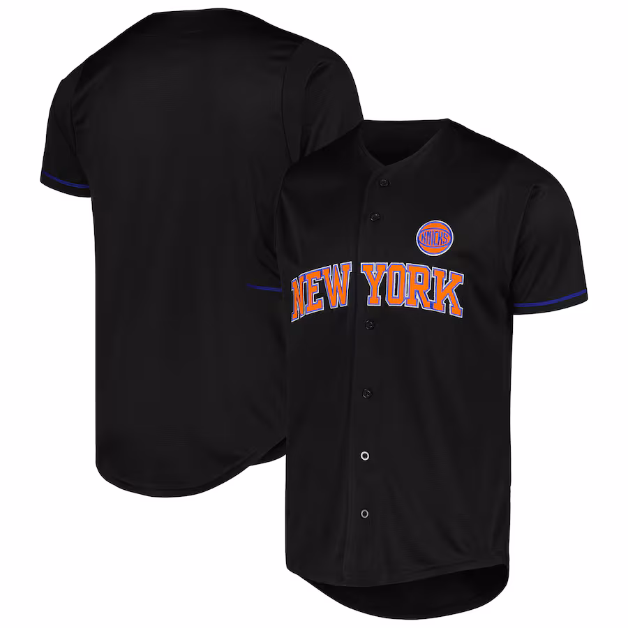 Men's New York Knicks Fanatics Black Pop Baseball Jersey - Puhuasuan