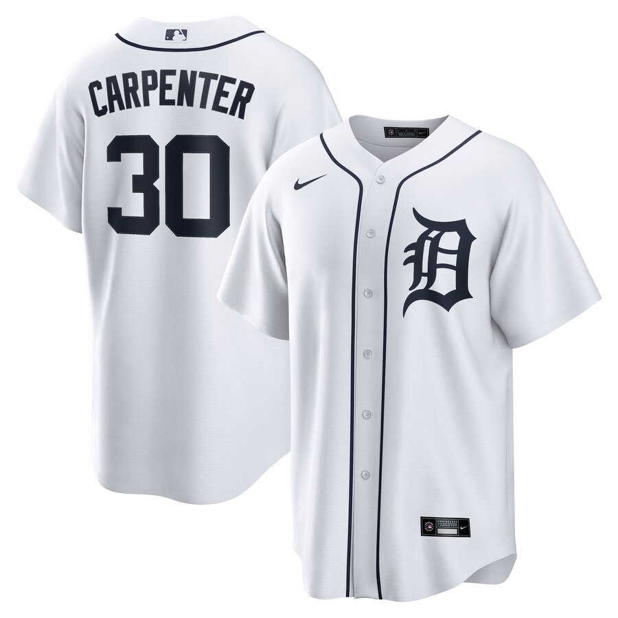 Men's Detroit Tigers Kerry Carpenter Nike White Home Replica Jersey - Puhuasuan