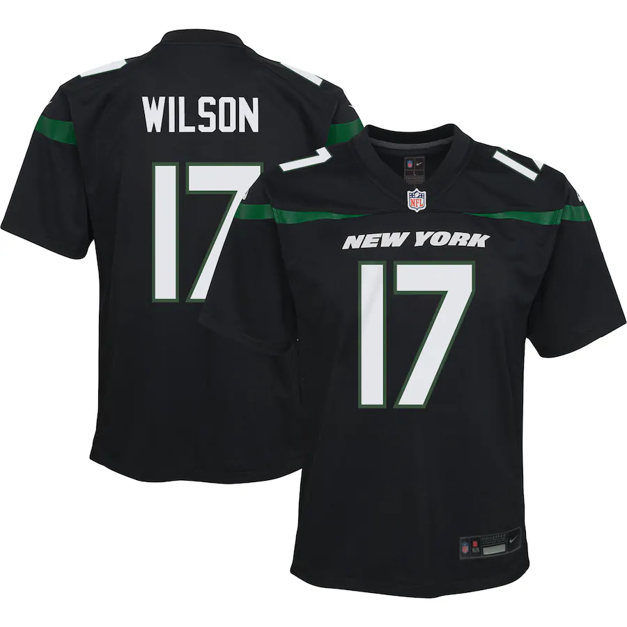 Youth New York Jets Garrett Wilson Nike Black Game Jersey - Puhuasuan
