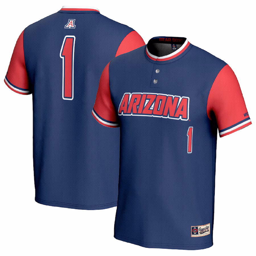 Unisex GameDay Greats #1 Navy/Red Arizona Wildcats Lightweight Softball Fashion Jersey - Puhuasuan