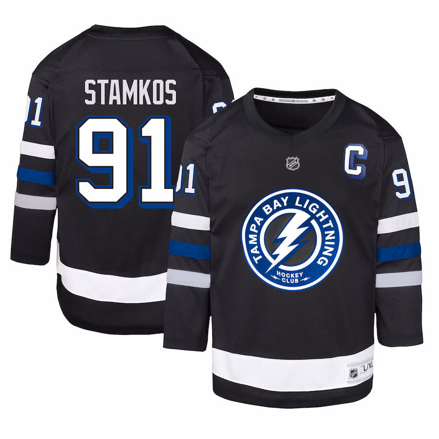 Youth Tampa Bay Lightning Steven Stamkos Black Alternate Replica Player Jersey - Puhuasuan
