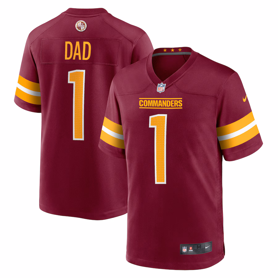 Men's Washington Commanders Number 1 Dad Nike Burgundy Game Jersey - Puhuasuan