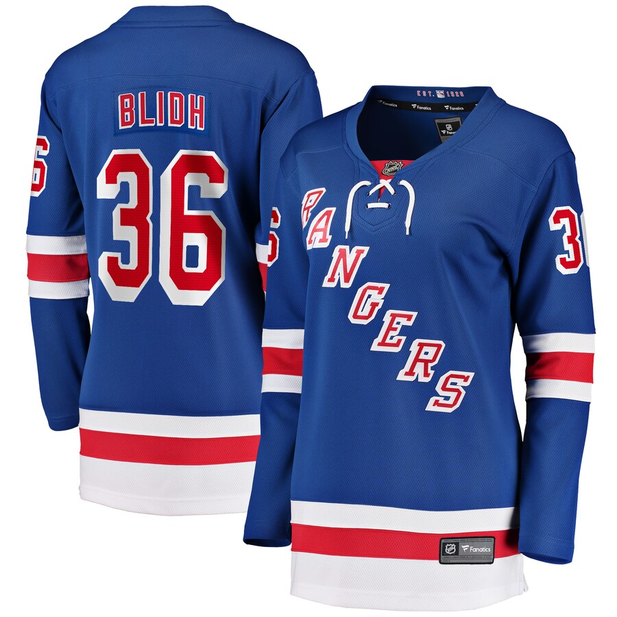 Women's New York Rangers Anton Blidh Fanatics Branded Blue Home Breakaway Player Jersey - Puhuasuan