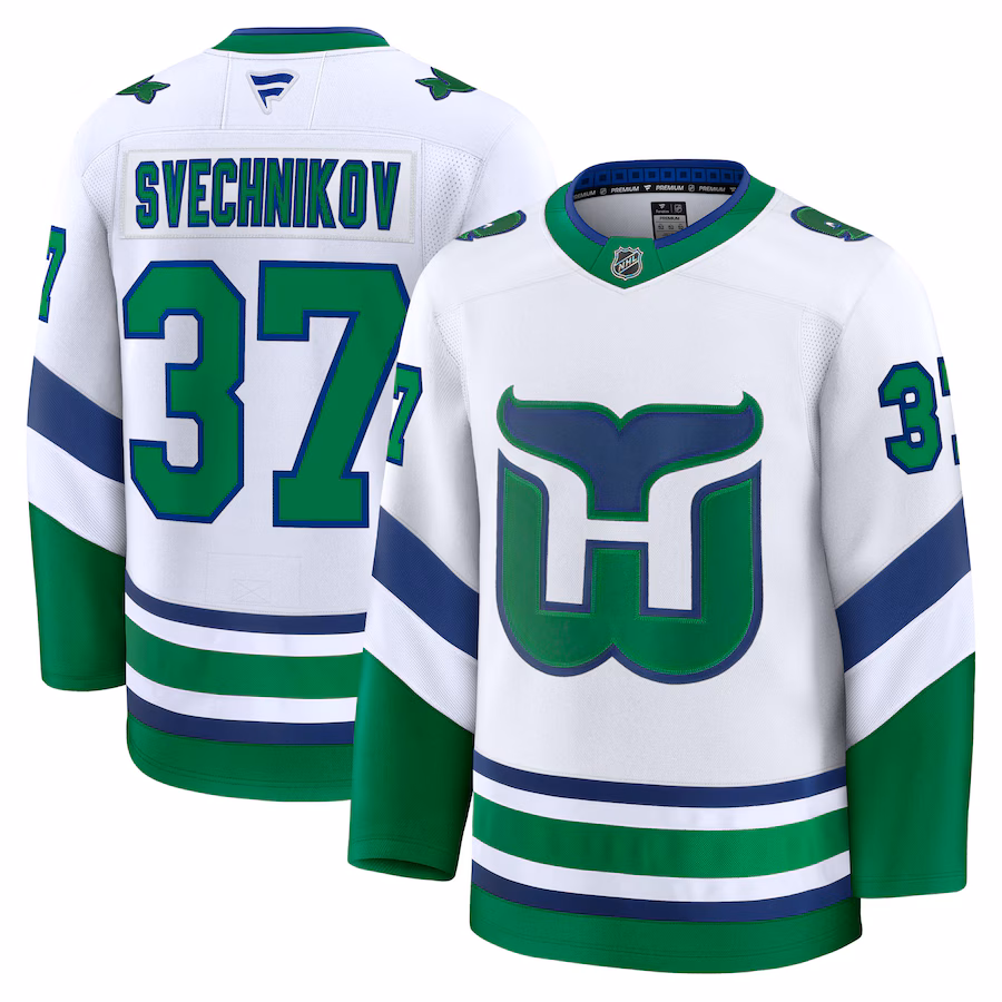 Men's Carolina Hurricanes Andrei Svechnikov Fanatics White Throwback Premium Jersey - Puhuasuan