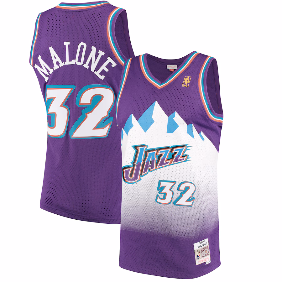 Men's Utah Jazz Karl Malone Mitchell & Ness Purple 1996/97 Hardwood Classics Swingman Jersey - Puhuasuan