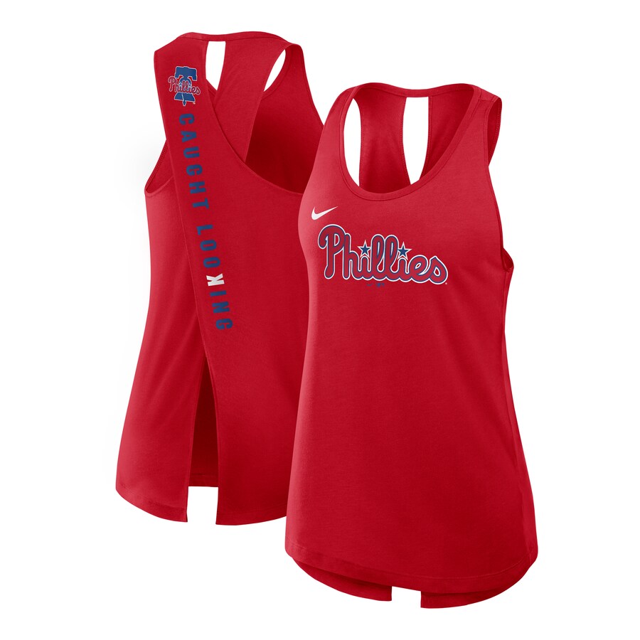 Women's Philadelphia Phillies Nike Red Crisscross Performance Tank Top - Puhuasuan