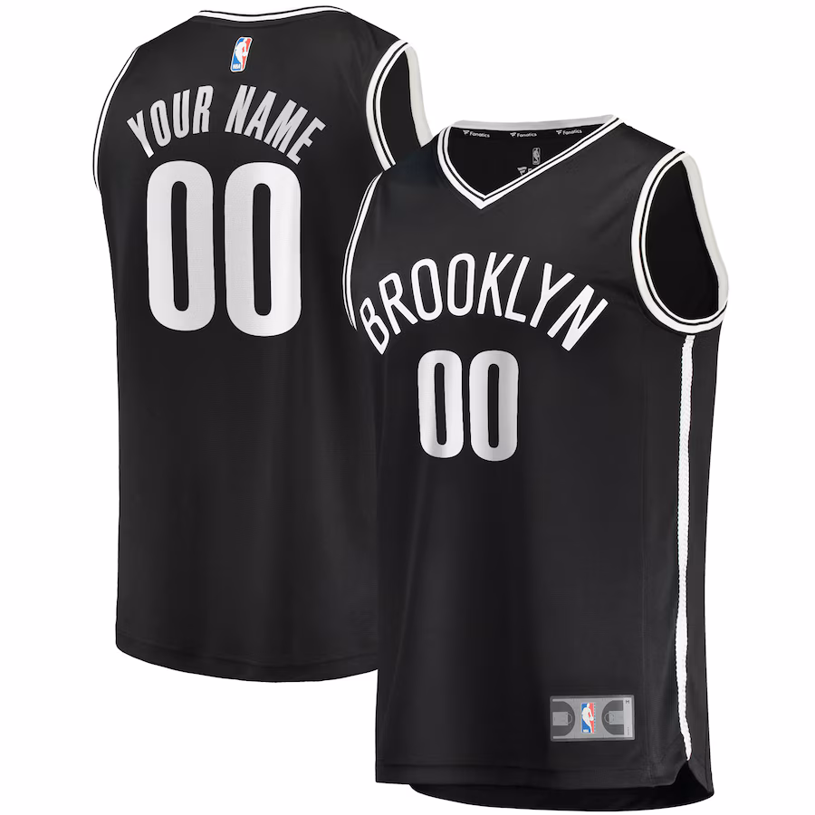 Men's Brooklyn Nets Fanatics Black Fast Break Custom Replica Jersey - Icon Edition - Puhuasuan