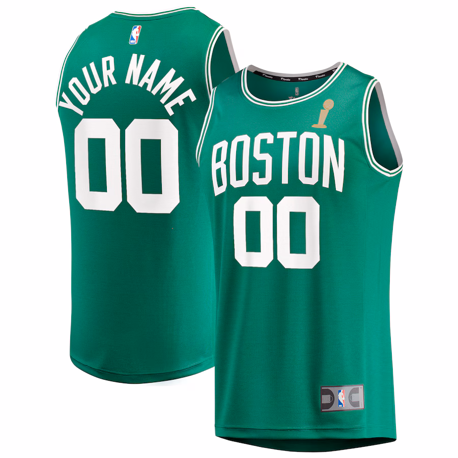 Youth Boston Celtics Fanatics Kelly Green 2024 NBA Finals Champions Custom Fast Break Jersey - Icon Edition - Puhuasuan