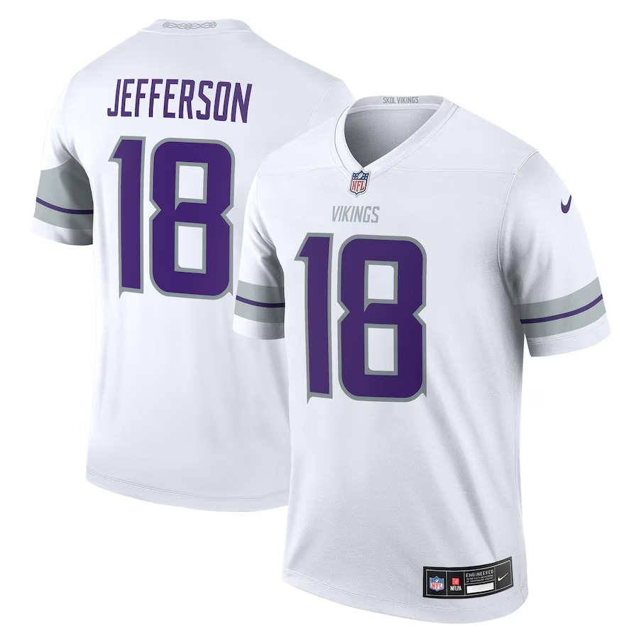 Men's Minnesota Vikings Justin Jefferson Nike White Alternate Legend Player Performance Top - Puhuasuan