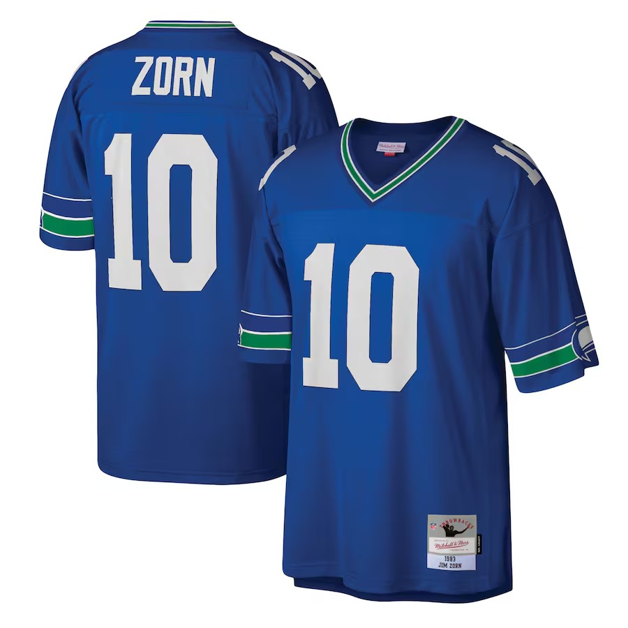 Men's Seattle Seahawks Jim Zorn Mitchell & Ness Royal Legacy Replica Jersey - Puhuasuan