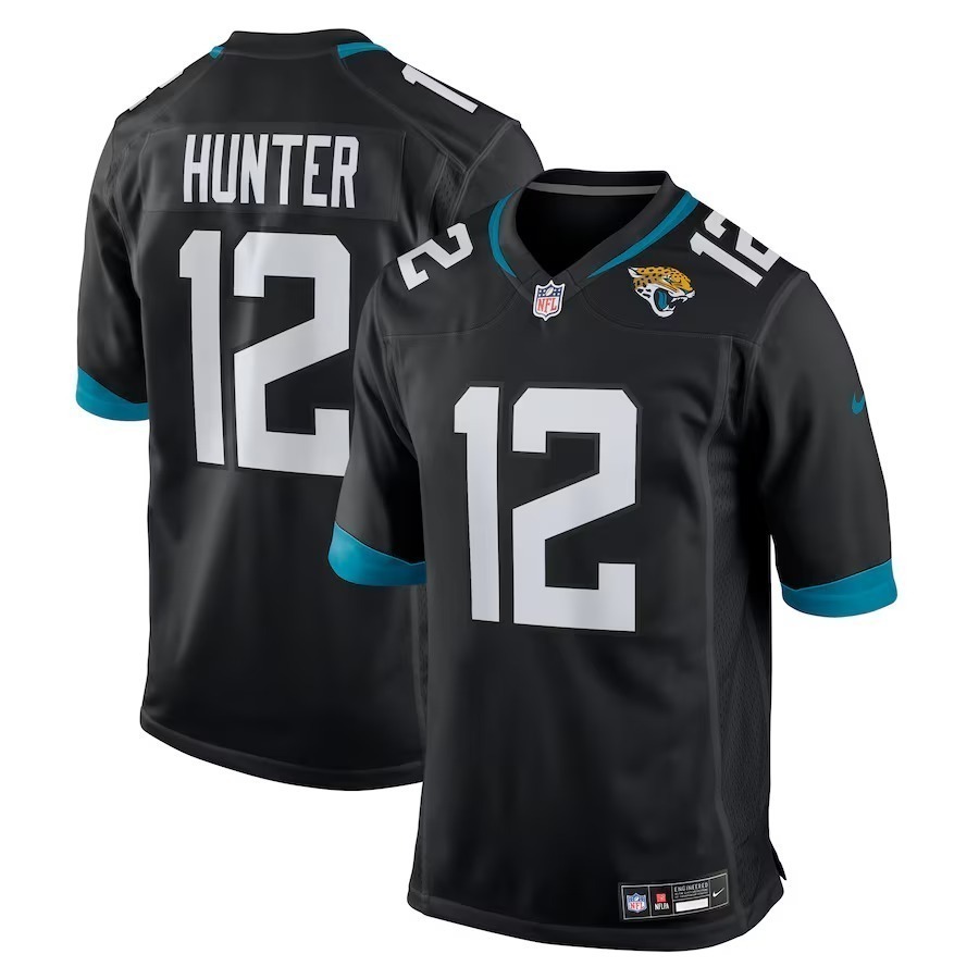 Men's Jacksonville Jaguars Travis Hunter Nike Black 2025 NFL Draft First Round Pick Alternate Game Player Jersey - Puhuasuan