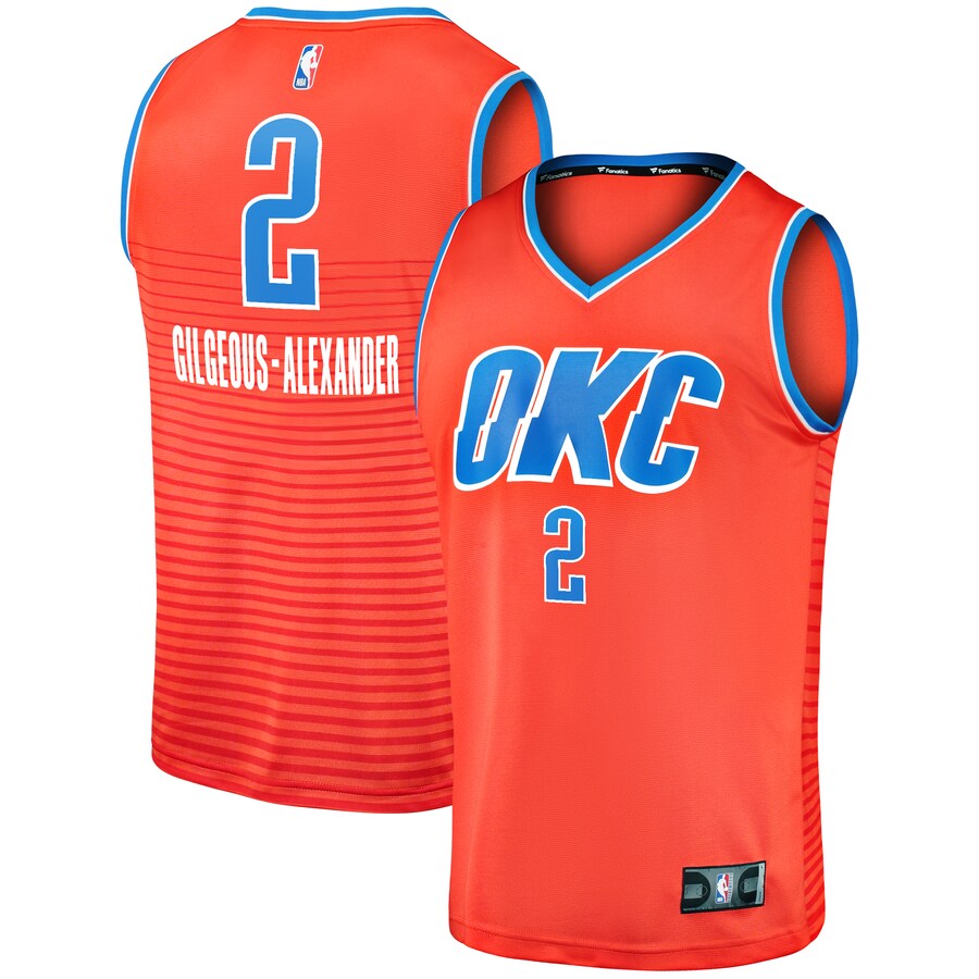 Men's Oklahoma City Thunder Shai Gilgeous-Alexander Fanatics Orange Fast Break Team Replica Jersey - Statement Edition - Puhuasuan