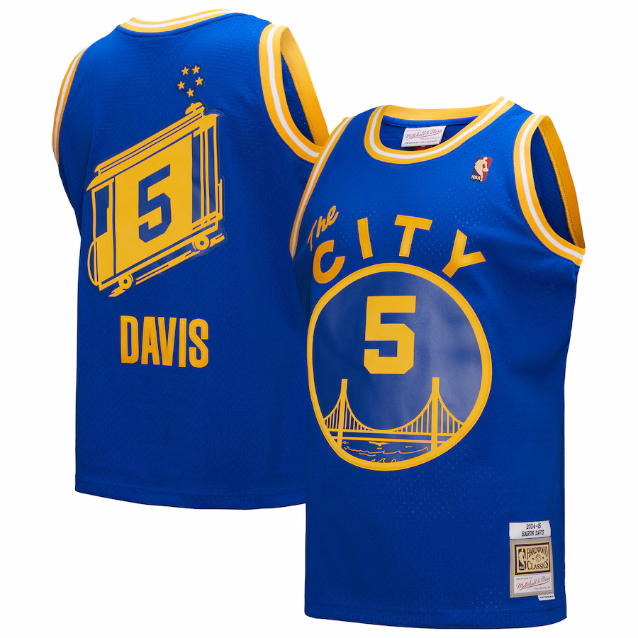 Men's Golden State Warriors Baron Davis Mitchell & Ness Royal Hardwood Classics 2004/05 Swingman Jersey - Puhuasuan