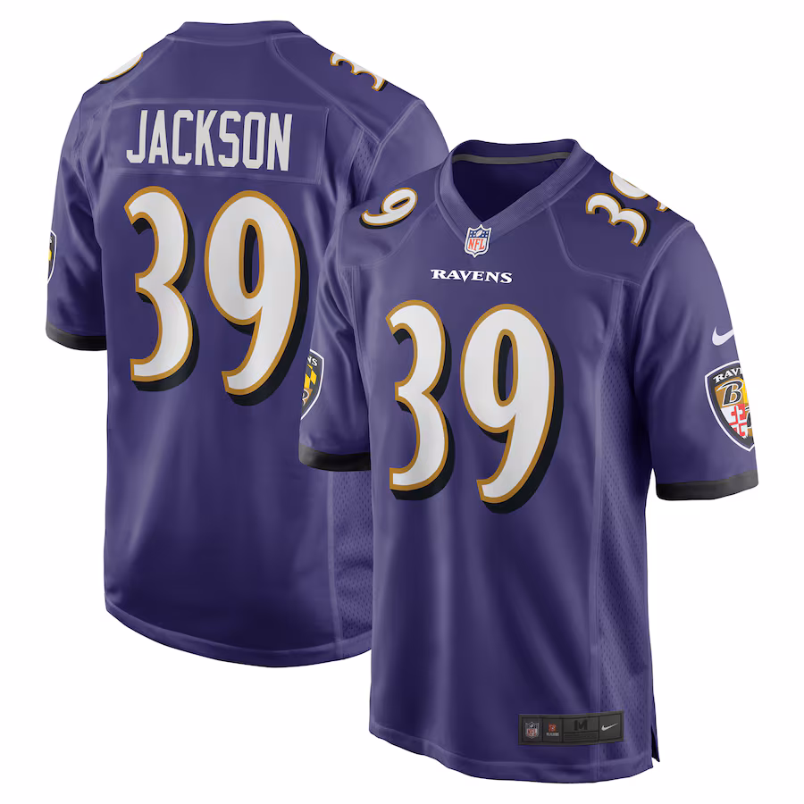 Men's Baltimore Ravens Eddie Jackson Nike Purple Team Game Jersey - Puhuasuan