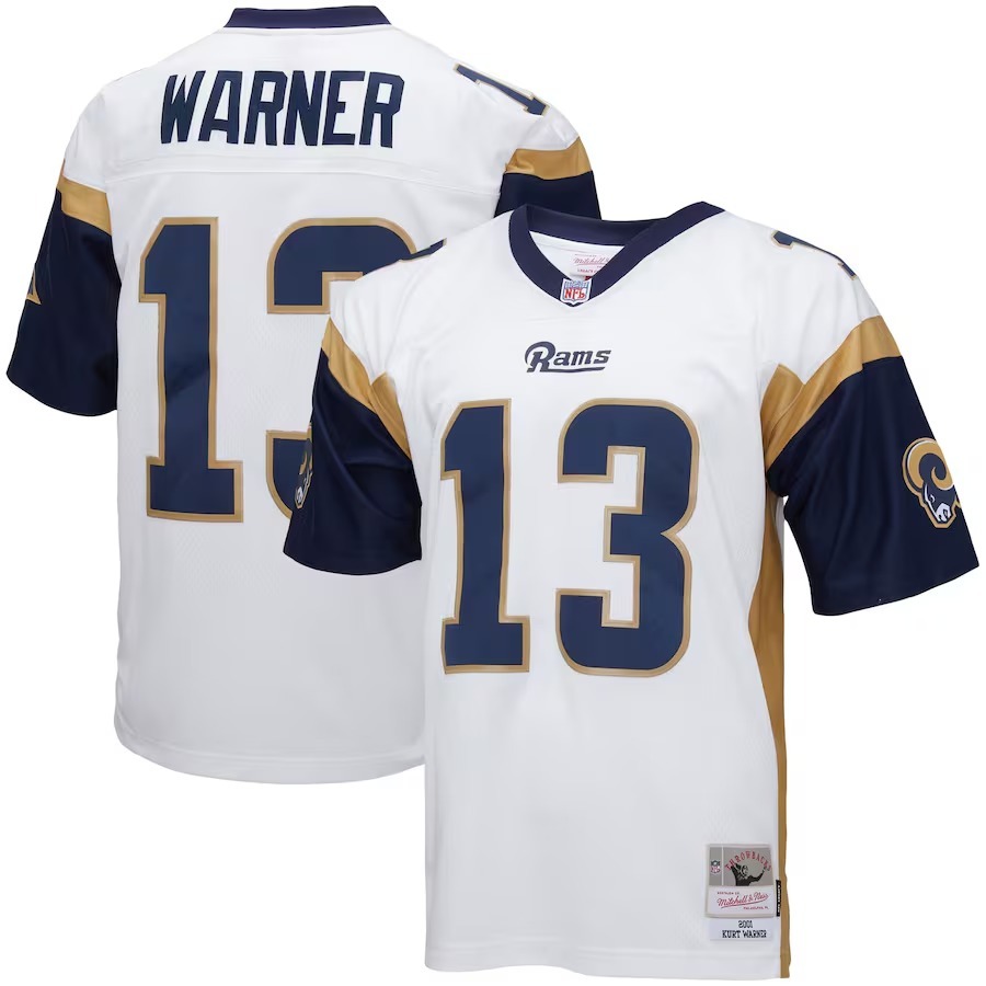 Men's Los Angeles Rams Kurt Warner Mitchell & Ness White Legacy Replica Jersey - Puhuasuan