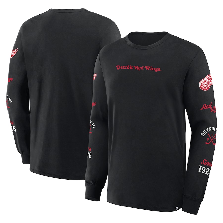 Men's Detroit Red Wings Fanatics Black Boxed In Legacy Long Sleeve T-Shirt - Puhuasuan
