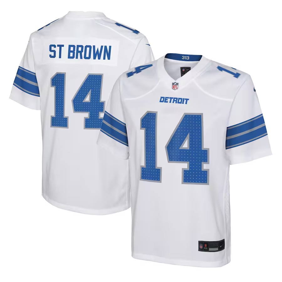 Youth Detroit Lions Amon-Ra St. Brown Nike White Player Game Jersey - Puhuasuan