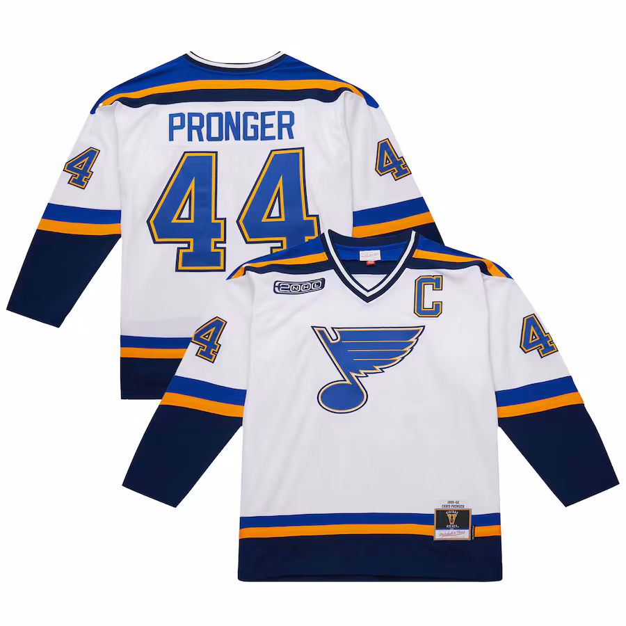 Men's St. Louis Blues Chris Pronger White 1999-00 Power Play Jersey - Puhuasuan