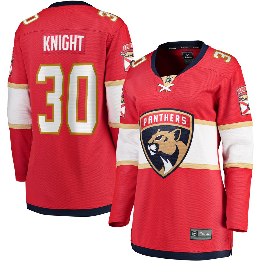 Women's Florida Panthers Spencer Knight Fanatics Branded Red 2017/18 Home Breakaway Jersey - Puhuasuan