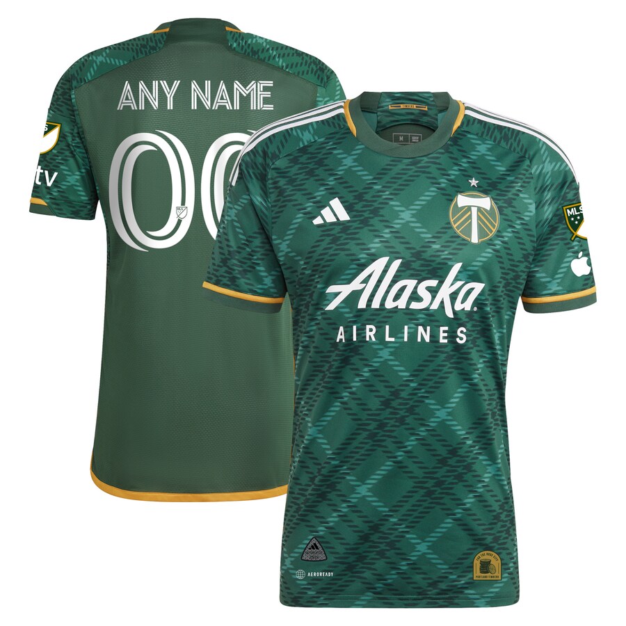 Men's Portland Timbers adidas Green 2023 Portland Plaid Kit Authentic Custom Jersey - Puhuasuan