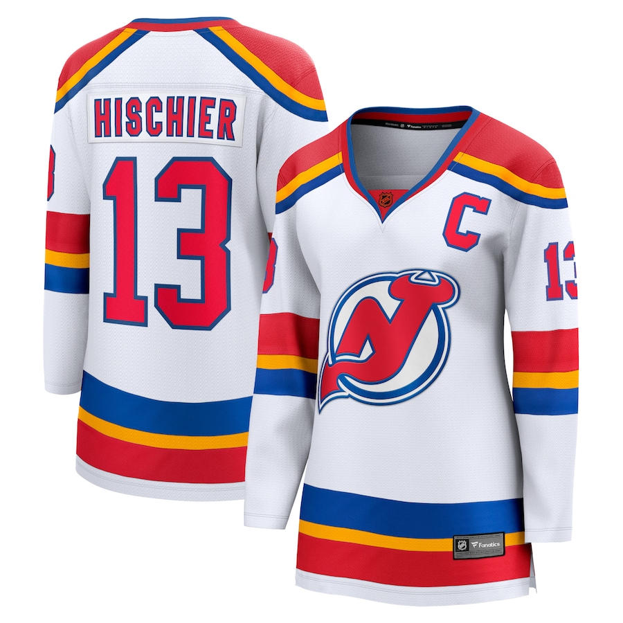 Women's New Jersey Devils Nico Hischier Fanatics White Captain Patch Special Edition 2.0 Breakaway Player Jersey - Puhuasuan
