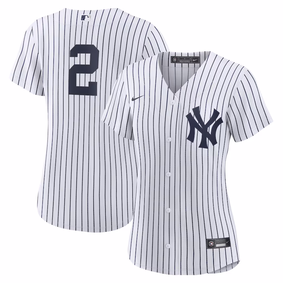 Women's New York Yankees Derek Jeter Nike White/Navy Home Replica Player Jersey - Puhuasuan